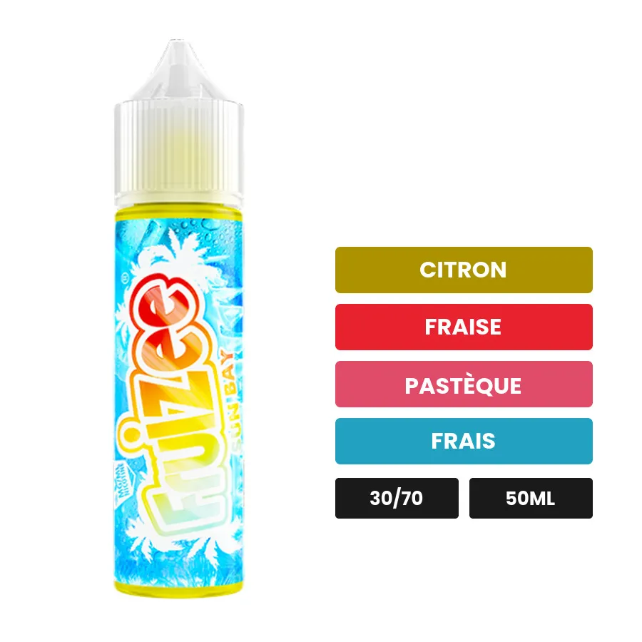 E-liquide Sun Bay d'Eliquid France, 50 ml, saveurs citron, fraise, pastèque et 1 autre.