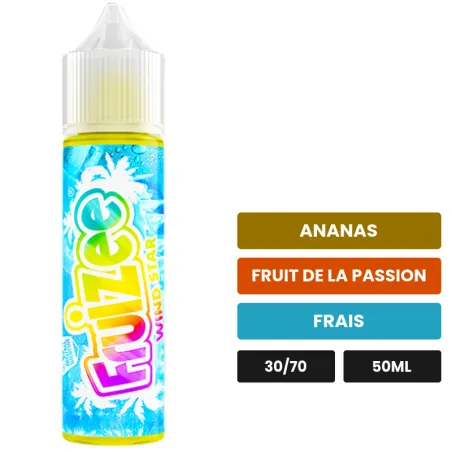 E-liquide Wind Star d'Eliquid France, 50 ml, saveurs ananas, fruit de la passion et frais.