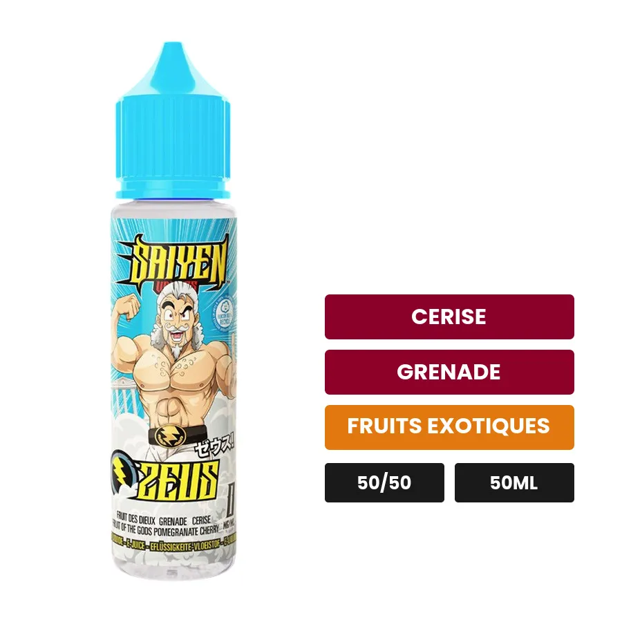 E-liquide Zeus de Swoke, 50 ml, saveurs cerise, grenade et fruits exotiques.
