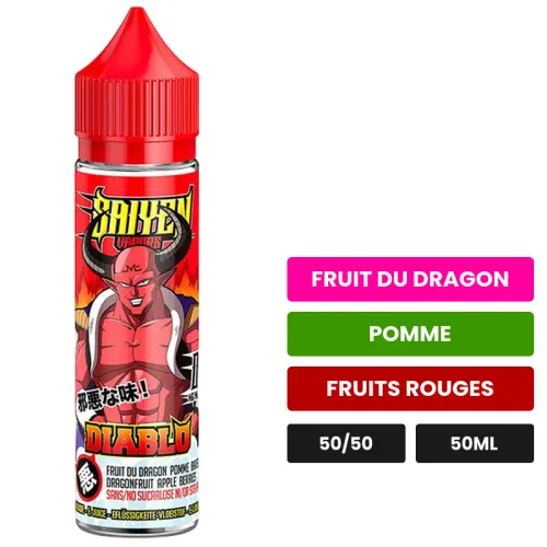 E-liquide Diablo de Swoke, 50 ml, saveurs fruit du dragon, pomme et fruits rouges.