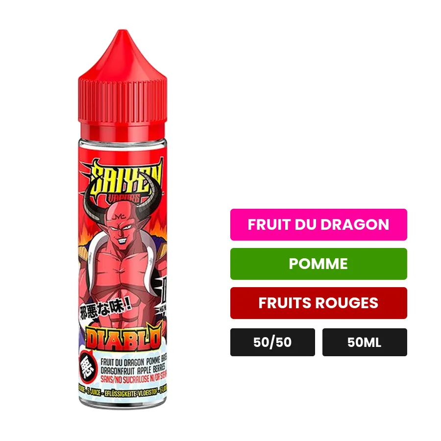 E-liquide Diablo de Swoke, 50 ml, saveurs fruit du dragon, pomme et fruits rouges.