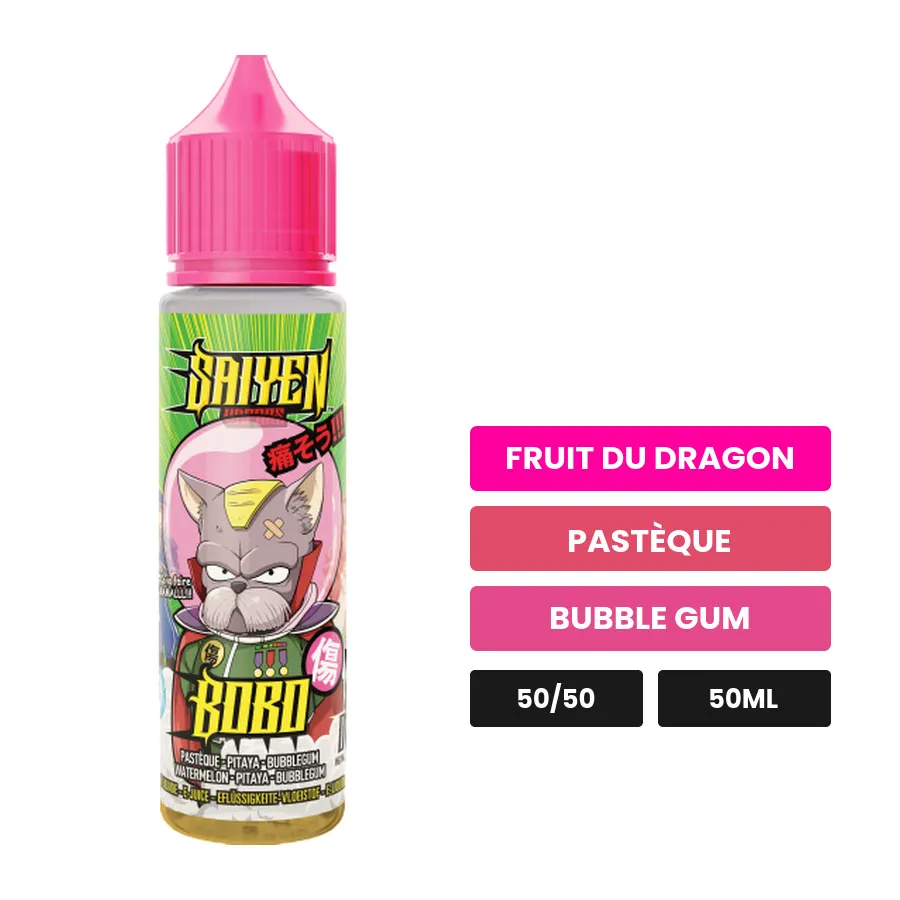E-liquide Bobo de Swoke, 50 ml, saveurs fruit du dragon, pastèque et bubble gum.