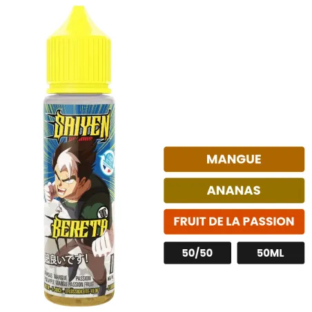E-liquide Bereta de Swoke, 50 ml, saveurs mangue, ananas et fruit de la passion.
