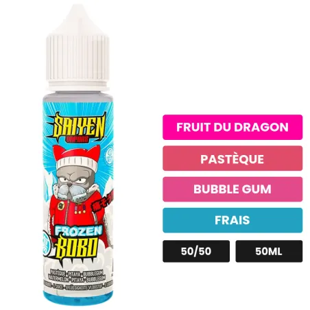 E-liquide Frozen Bobo de Swoke, 50 ml, saveurs fruit du dragon, pastèque, bubble gum et 1 autre.
