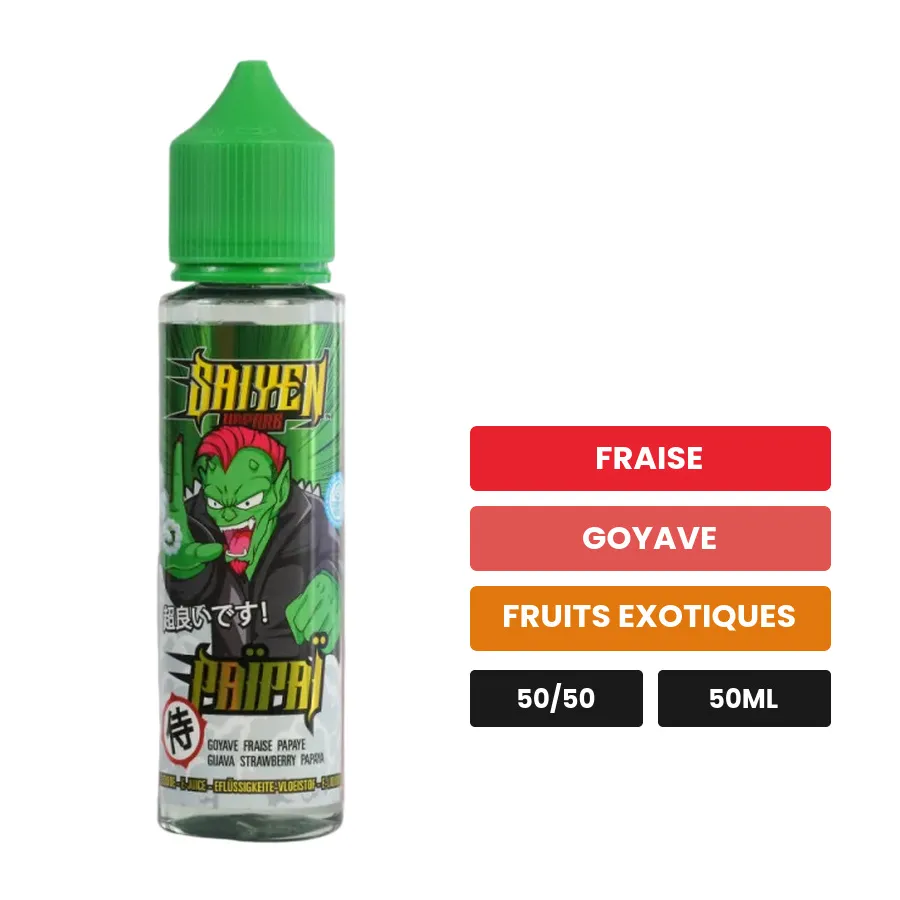 E-liquide Païpaï de Swoke, 50 ml, saveurs fraise, goyave et fruits exotiques.