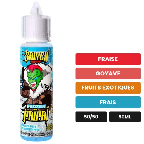 E-liquide Frozen Paipai de Swoke, 50 ml, saveurs fraise, goyave, fruits exotiques et 1 autre.