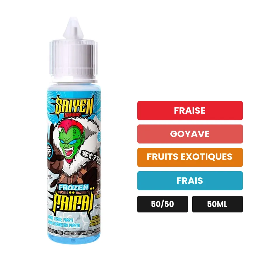 E-liquide Frozen Paipai de Swoke, 50 ml, saveurs fraise, goyave, fruits exotiques et 1 autre.