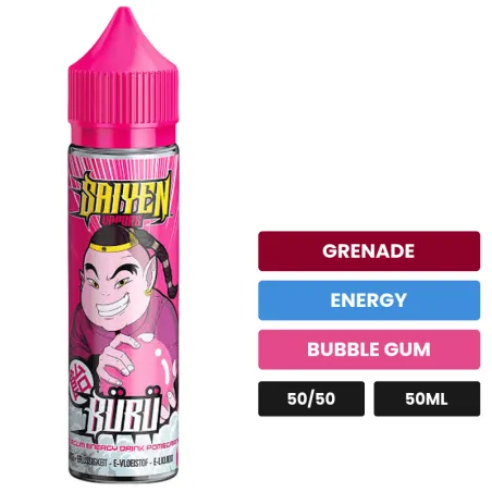 E-liquide Bubu de Swoke, 50 ml, saveurs grenade, energy et bubble gum.