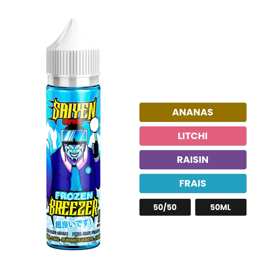 E-liquide Frozen Breezer de Swoke, 50 ml, saveurs ananas, litchi, raisin et 1 autre.