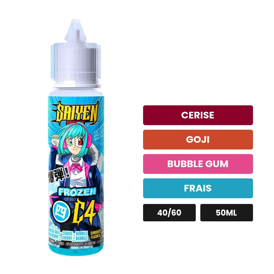 E-liquide Frozen C4 de Swoke, 50 ml, saveurs cerise, goji, bubble gum et 1 autre.