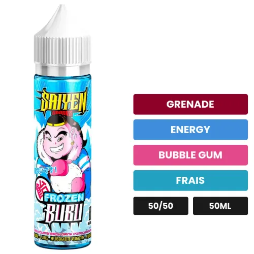 E-liquide Frozen Bubu de Swoke, 50 ml, saveurs grenade, energy, bubble gum et 1 autre.
