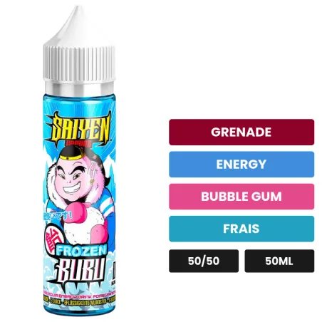 E-liquide Frozen Bubu de Swoke, 50 ml, saveurs grenade, energy, bubble gum et 1 autre.