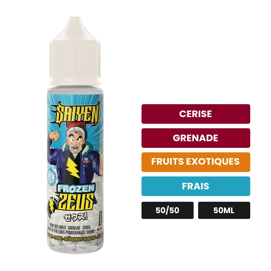 E-liquide Frozen Zeus de Swoke, 50 ml, saveurs cerise, grenade, fruits exotiques et 1 autre.