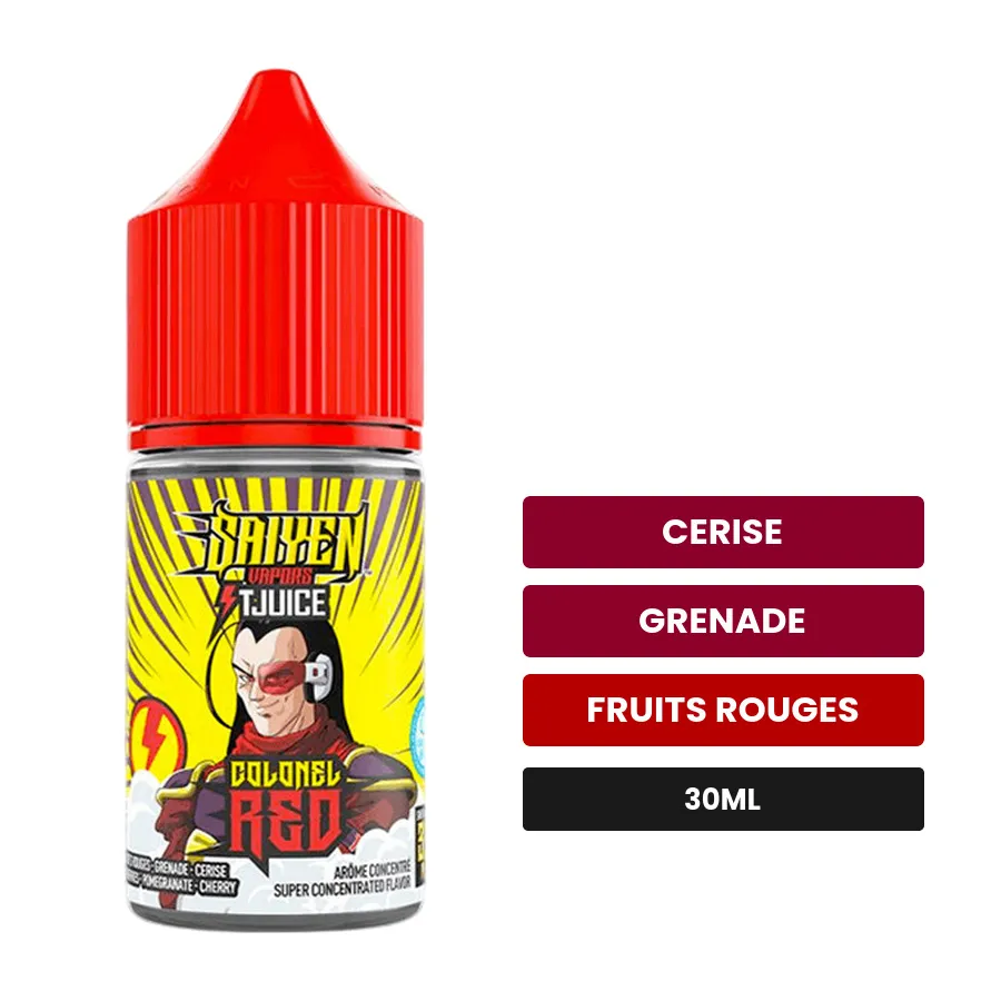 Arome concentre Colonel Red de T-Juice, 30 ml, saveurs cerise, grenade et fruits rouges.