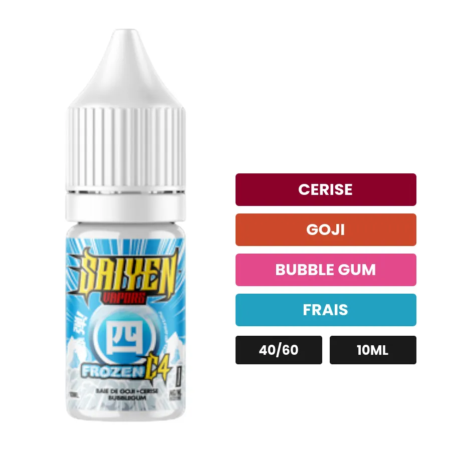 E-liquide Frozen C4 de Swoke, 10 ml, saveurs cerise, goji, bubble gum et 1 autre.