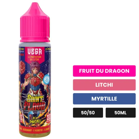E-liquide Vega de Swoke, 50 ml, saveurs fruit du dragon, litchi et myrtille.
