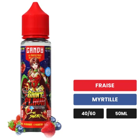 E-liquide Candy de Swoke, 50 ml, saveurs fraise et myrtille.