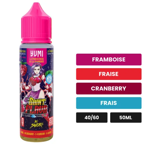 E-liquide Yumi de Swoke, 50 ml, saveurs framboise, fraise, cranberry et 1 autre.