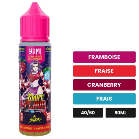E-liquide Yumi de Swoke, 50 ml, saveurs framboise, fraise, cranberry et 1 autre.