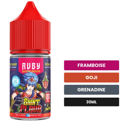 Arome concentre Ruby de Swoke, 30 ml, saveurs framboise, goji et grenadine.