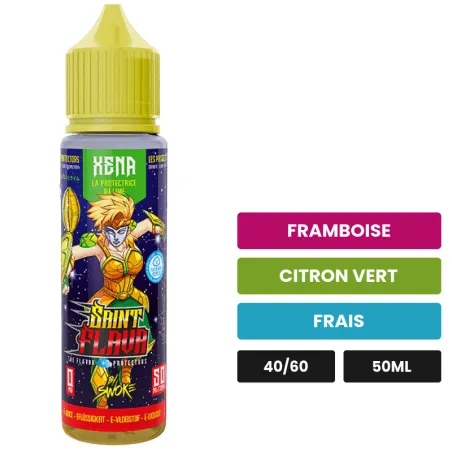 E-liquide Xena de Swoke, 50 ml, saveurs framboise, citron vert et frais.