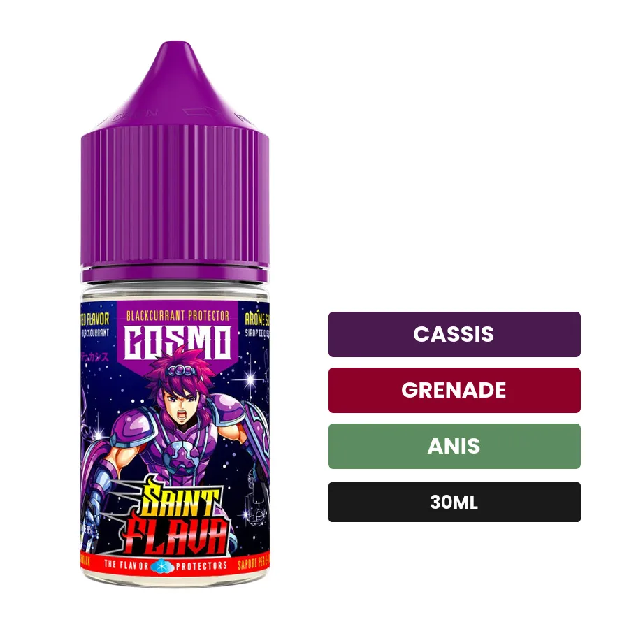 Arome concentre Cosmo de Swoke, 30 ml, saveurs cassis, grenade et anis.