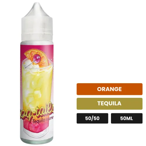 E-liquide Tequila Sunrise de Le Coq Qui Vape, 50 ml, saveurs orange et tequila.