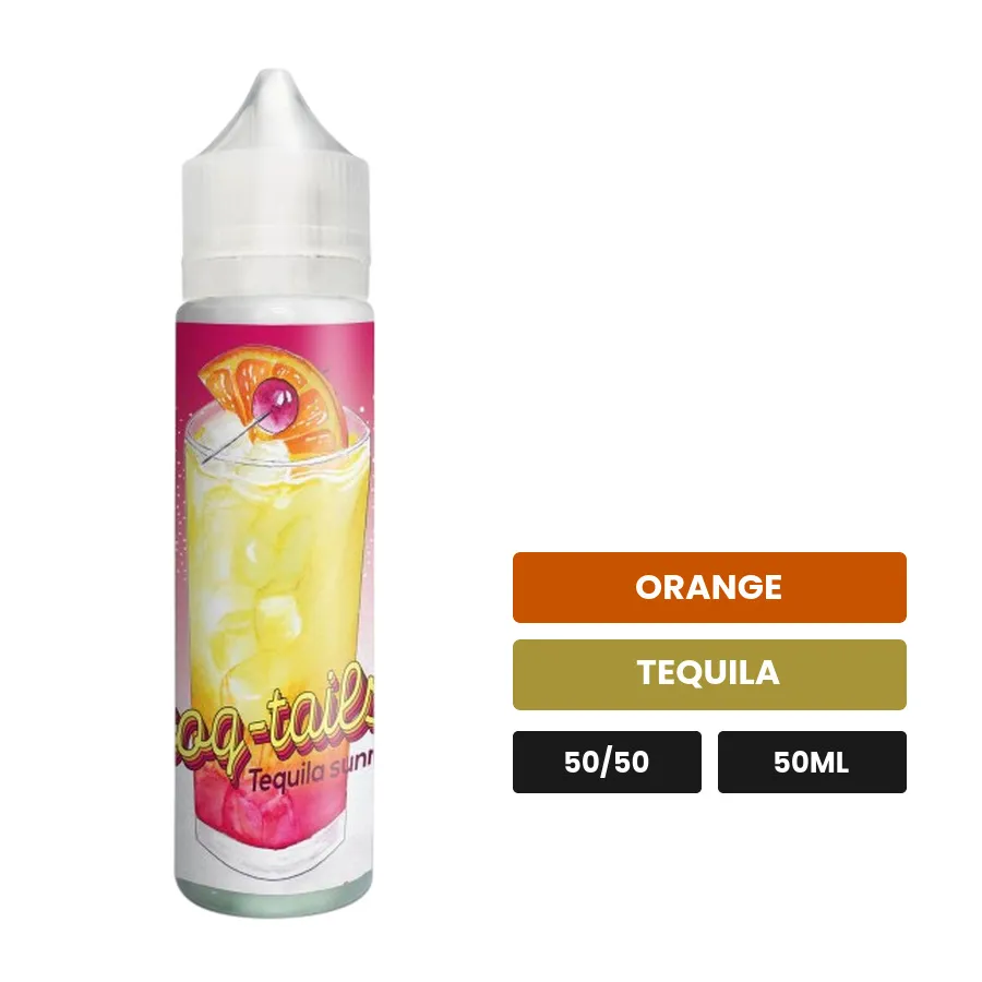 E-liquide Tequila Sunrise de Le Coq Qui Vape, 50 ml, saveurs orange et tequila.