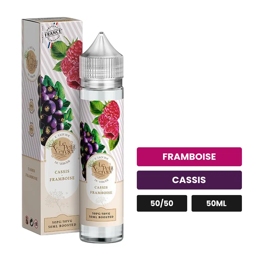 E-liquide Cassis Framboise de Savourea, 50 ml, saveurs framboise et cassis.