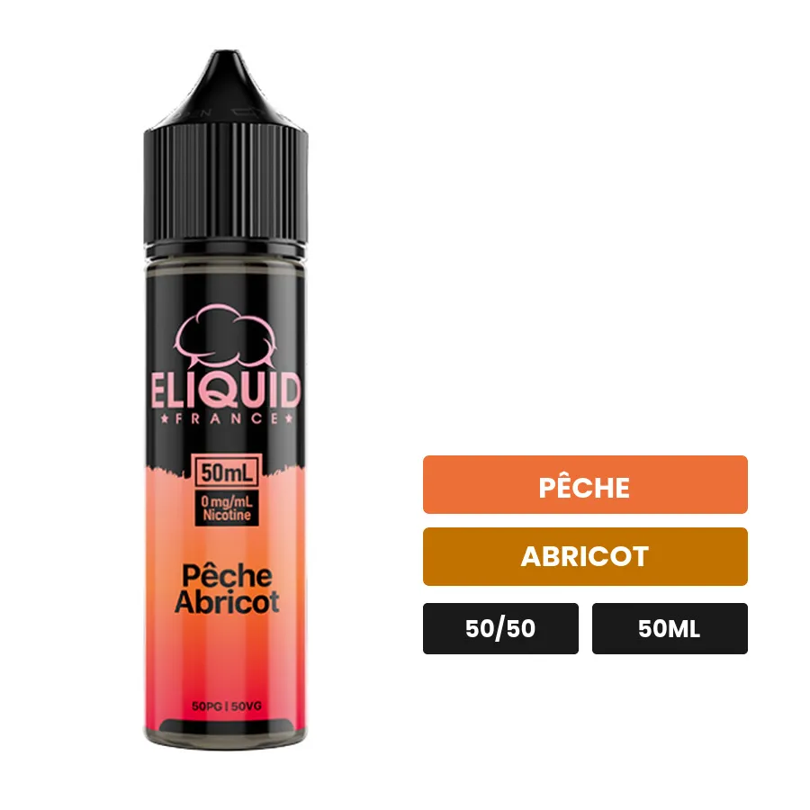 E-liquide Peche Abricot d'Eliquid France, 50 ml, saveurs pêche et abricot.