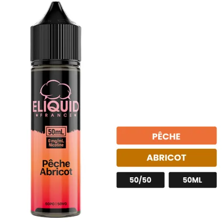 E-liquide Peche Abricot d'Eliquid France, 50 ml, saveurs pêche et abricot.