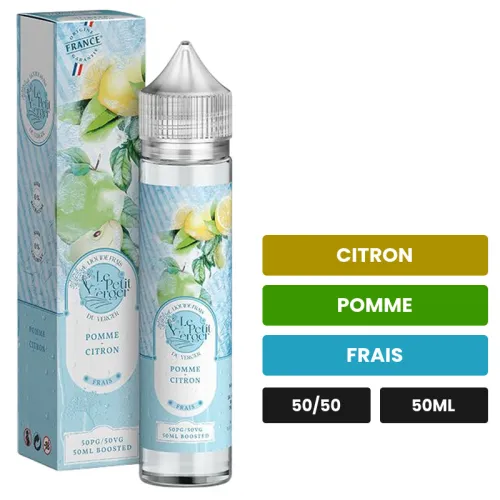 E-liquide Pomme Citron de Savourea, 50 ml, saveurs citron, pomme et frais.