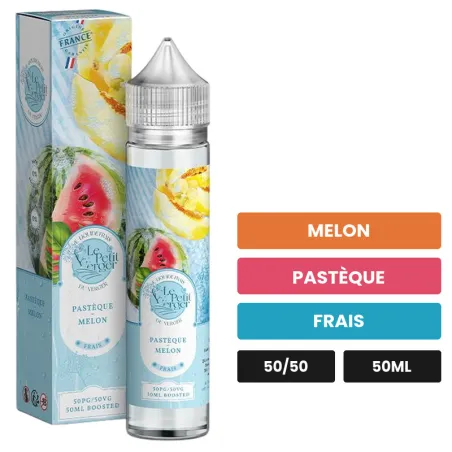 E-liquide Pasteque Melon de Savourea, 50 ml, saveurs melon, pastèque et frais.