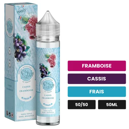 E-liquide Cassis Framboise de Savourea, 50 ml, saveurs framboise, cassis et frais.
