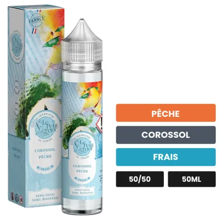 E-liquide Corossol Pêche de Savourea, 50 ml, saveurs pêche, corossol et frais.