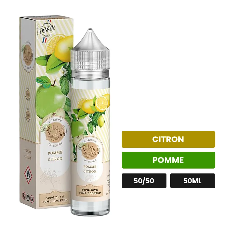 E-liquide Pomme Citron de Savourea, 50 ml, saveurs citron et pomme.