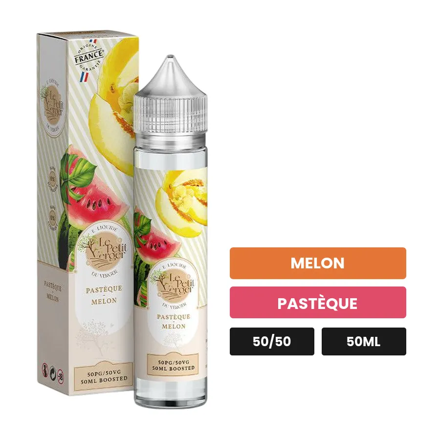 E-liquide Pastèque Melon de Savourea, 50 ml, saveurs melon et pastèque.