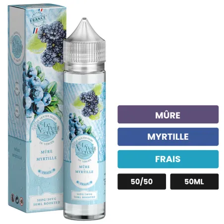 E-liquide Mûre Myrtille de Savourea, 50 ml, saveurs mûre, myrtille et frais.