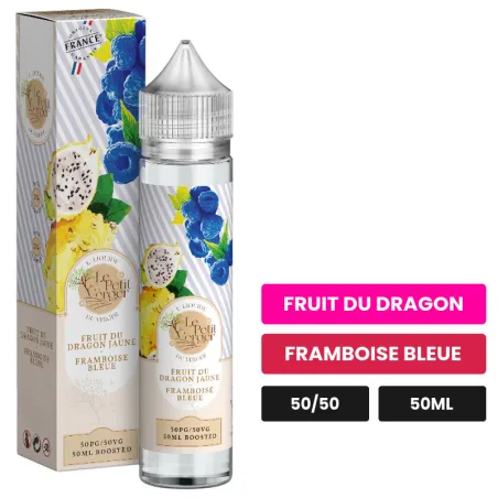 E-liquide Fruit Du Dragon Jaune Framboise Bleue de Savourea, 50 ml, saveurs fruit du dragon et framboise bleue.