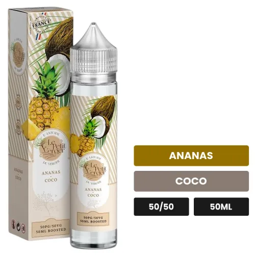 E-liquide Ananas Coco de Savourea, 50 ml, saveurs ananas et coco.