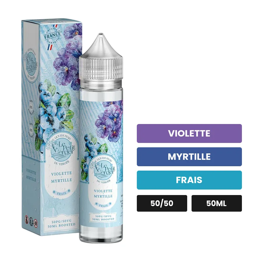 E-liquide Violette Myrtille de Savourea, 50 ml, saveurs violette, myrtille et frais.