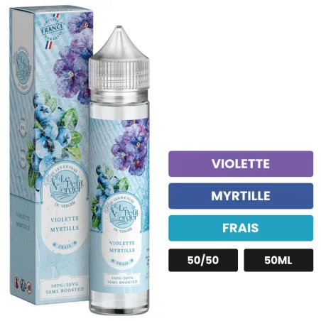 E-liquide Violette Myrtille de Savourea, 50 ml, saveurs violette, myrtille et frais.