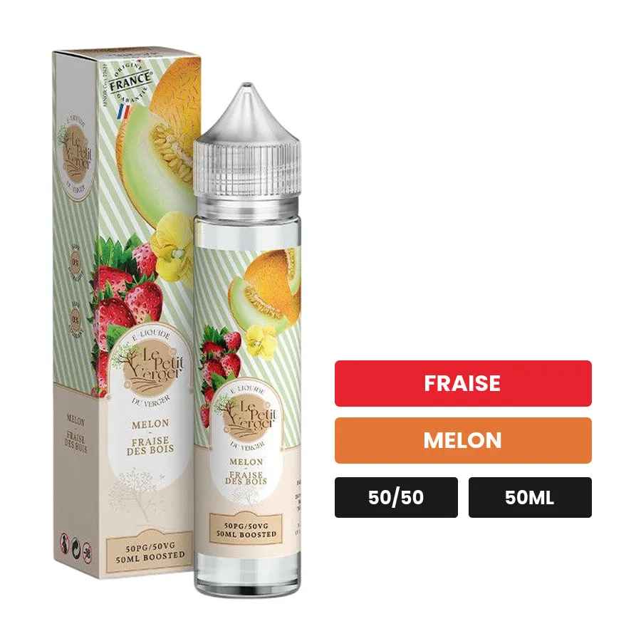 E-liquide Melon Fraise Des Bois de Savourea, 50 ml, saveurs fraise et melon.
