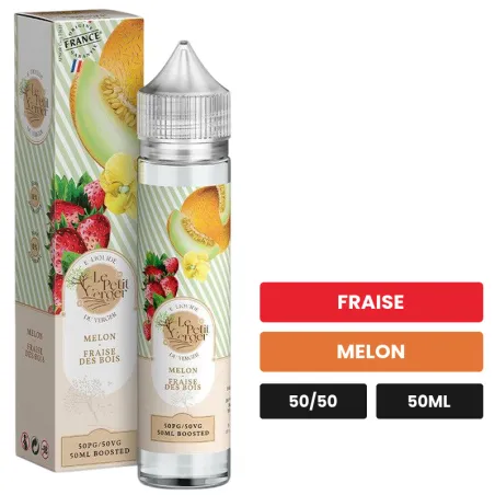 E-liquide Melon Fraise Des Bois de Savourea, 50 ml, saveurs fraise et melon.