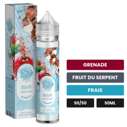 E-liquide Fruit Du Serpent Grenade de Savourea, 50 ml, saveurs grenade, fruit du serpent et frais.