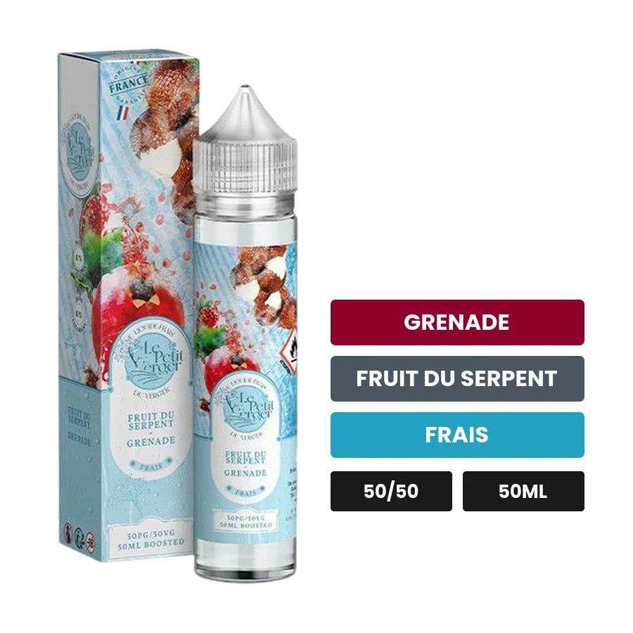 E-liquide Fruit Du Serpent Grenade de Savourea, 50 ml, saveurs grenade, fruit du serpent et frais.