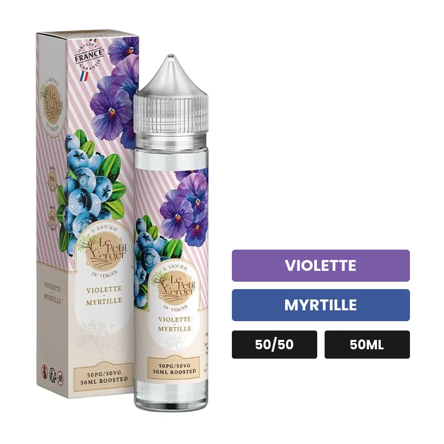 E-liquide Violette Myrtille de Savourea, 50 ml, saveurs violette et myrtille.