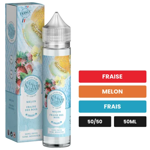 E-liquide Melon Fraise Des Bois de Savourea, 50 ml, saveurs fraise, melon et frais.