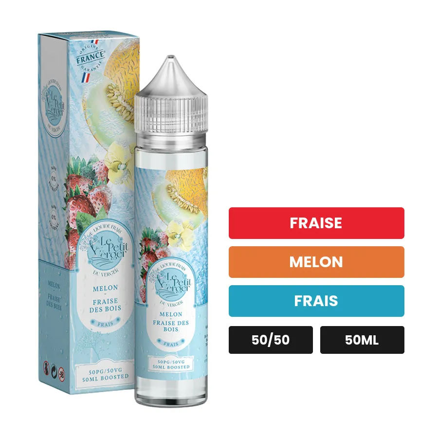 E-liquide Melon Fraise Des Bois de Savourea, 50 ml, saveurs fraise, melon et frais.