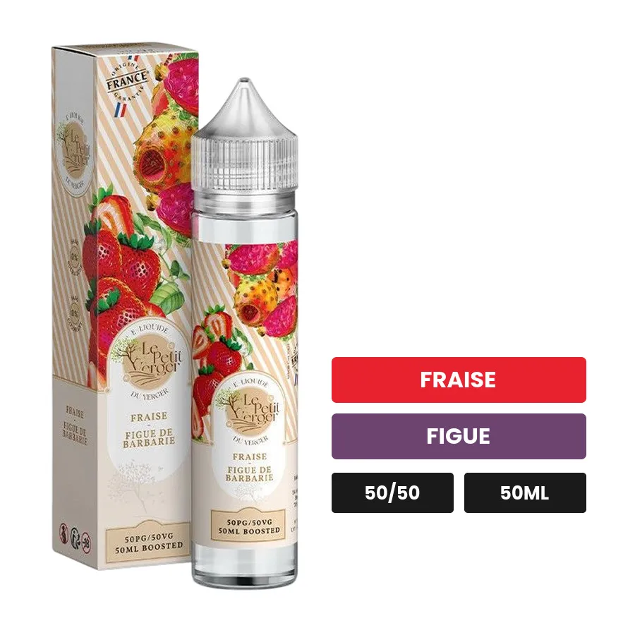 E-liquide Fraise Figue De Barbarie de Savourea, 50 ml, saveurs fraise et figue.